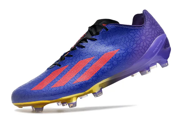 Adidas Blue Purple Low-Cut Knit Upper Metallic Gold Soleplate Firm-Ground Soccer Shoes 3