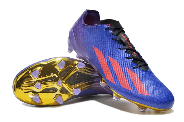 Adidas Blue Purple Low-Cut Knit Upper Metallic Gold Soleplate Firm-Ground Soccer Shoes 4