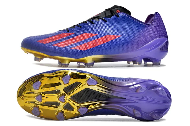 Adidas Blue Purple Low-Cut Knit Upper Metallic Gold Soleplate Firm-Ground Soccer Shoes 6