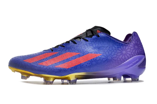 Adidas Blue Purple Low-Cut Knit Upper Metallic Gold Soleplate Firm-Ground Soccer Shoes 7
