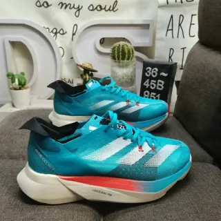 Adidas Blue Red Engineered Mesh Upper Three-Stripe Branding Running Shoes