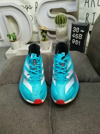 Adidas Blue Red Engineered Mesh Upper Three-Stripe Branding Running Shoes 10