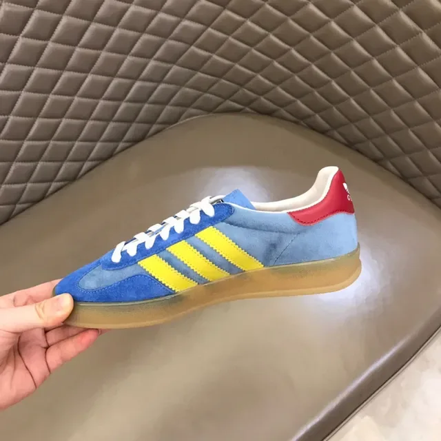 Adidas Blue Yellow Suede Upper Three-Stripe Side Lifestyle Sneakers 3