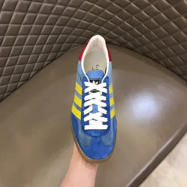 Adidas Blue Yellow Suede Upper Three-Stripe Side Lifestyle Sneakers 4