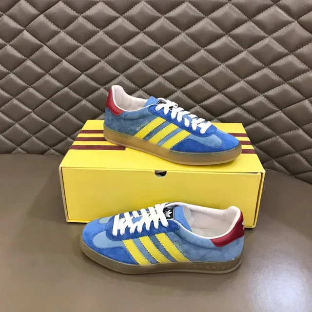 Adidas Blue Yellow Suede Upper Three-Stripe Side Lifestyle Sneakers 6