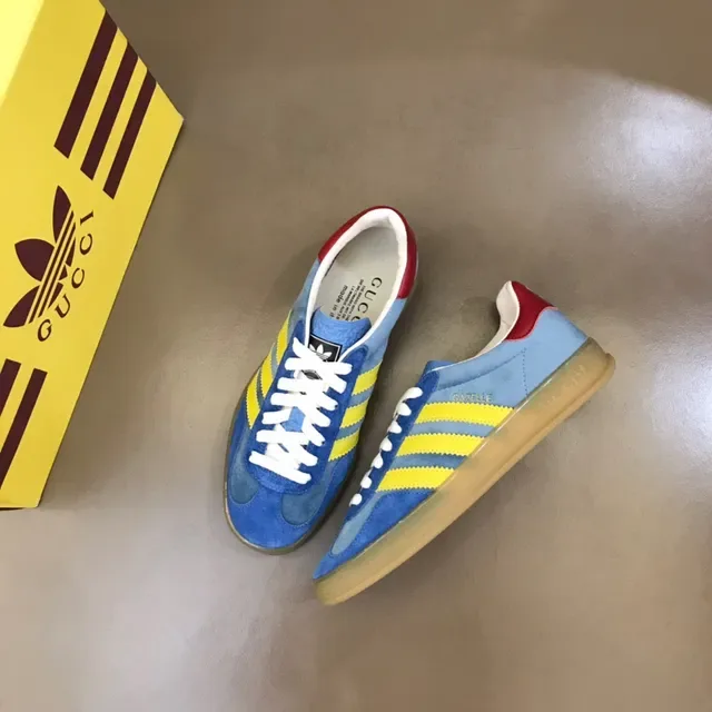 Adidas Blue Yellow Suede Upper Three-Stripe Side Lifestyle Sneakers 8