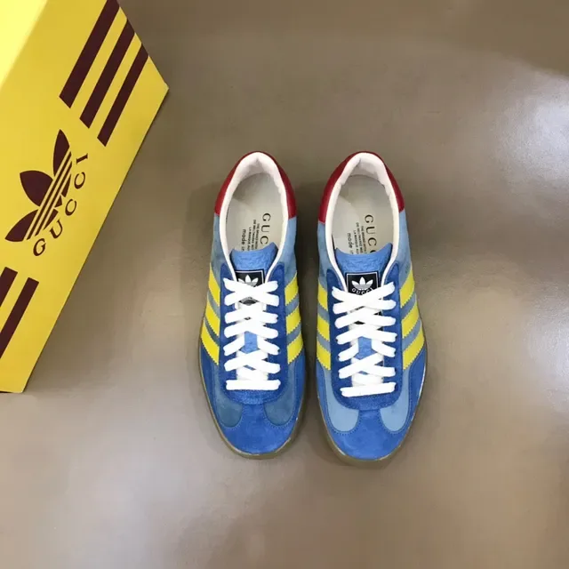 Adidas Blue Yellow Suede Upper Three-Stripe Side Lifestyle Sneakers 9