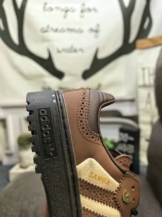 Adidas Brown Beige Perforated Leather Brogue Detailing Lifestyle Sneakers 3