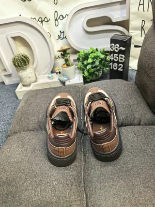 Adidas Brown Beige Perforated Leather Brogue Detailing Lifestyle Sneakers 8