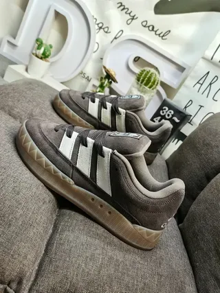 Adidas Brown Beige Suede Upper Three-Stripe Side Panel Lifestyle Sneakers 7