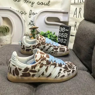 Adidas Brown Blue Animal-Print Upper Light Laces Lifestyle Sneakers