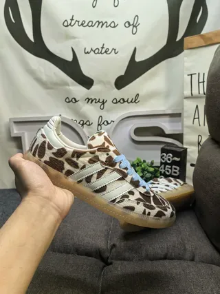 Adidas Marron Bleu imprimé animal tige lacets légers lifestyle sneakers 5