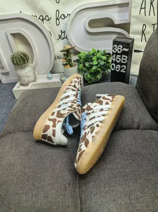 Adidas Marron Bleu imprimé animal tige lacets légers lifestyle sneakers 6