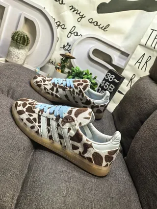 Adidas Marron Bleu imprimé animal tige lacets légers lifestyle sneakers 7