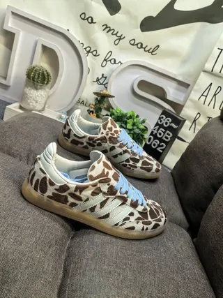 Adidas Marron Bleu imprimé animal tige lacets légers lifestyle sneakers 9