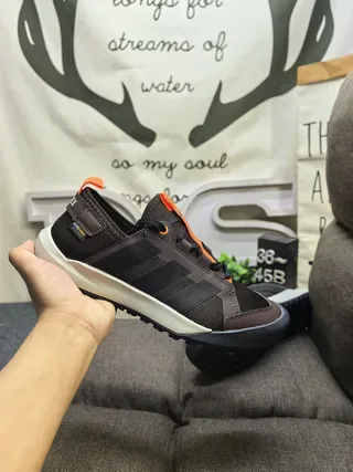 Adidas Brown Orange Mesh And Synthetic Overlay Upper GORE-TEX Branded Heel Tab Lifestyle Sneakers 5