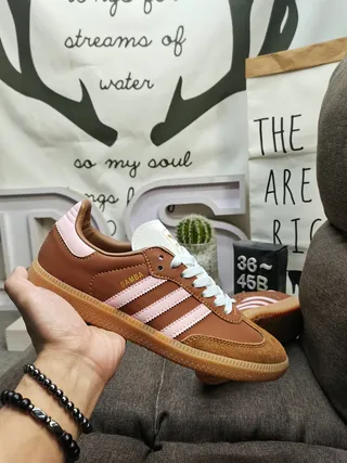 Adidas Brown Pink Low-Top Suede-Leather Mix Lifestyle Sneakers 5