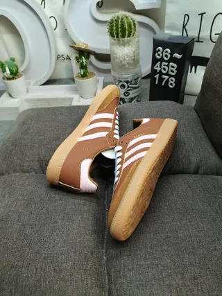 Adidas Brown Pink Low-Top Suede-Leather Mix Lifestyle Sneakers 6