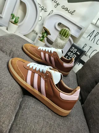 Adidas Brown Pink Low-Top Suede-Leather Mix Lifestyle Sneakers 7