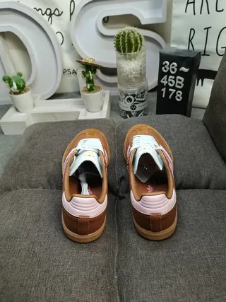 Adidas Brown Pink Low-Top Suede-Leather Mix Lifestyle Sneakers 8