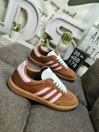 Adidas Brown Pink Low-Top Suede-Leather Mix Lifestyle Sneakers 9