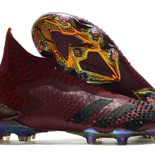 Adidas বার্গান্ডি কালো হাই-কাট সক-ফিট উপর ইরিডিসেন্ট হোলোগ্রাফিক হিল ফার্ম-গ্রাউন্ড সকার শোজ