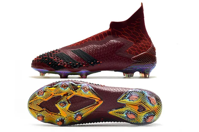 Adidas بوردو أسود عالي القطع أعلى جورب متلألئ هولوغرافي كعب أرض صلبة أحذية كرة القدم 2