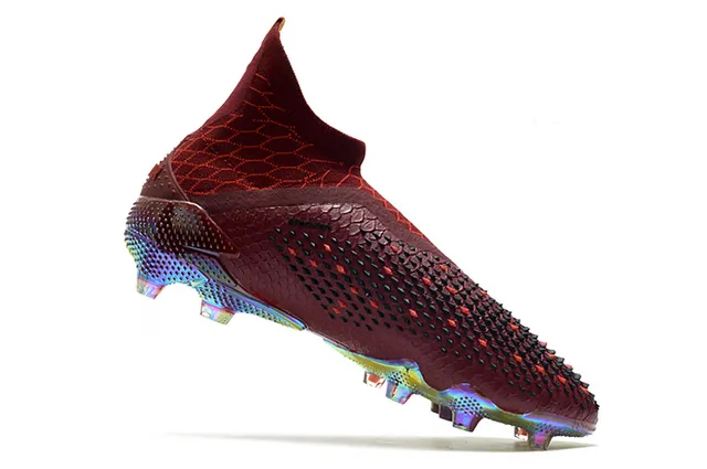 Adidas بوردو أسود عالي القطع أعلى جورب متلألئ هولوغرافي كعب أرض صلبة أحذية كرة القدم 3