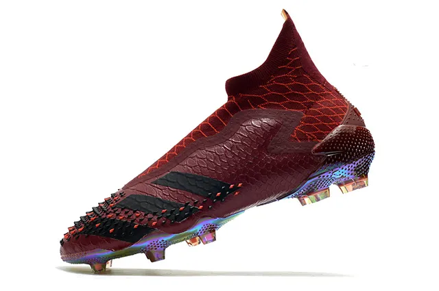 Adidas بوردو أسود عالي القطع أعلى جورب متلألئ هولوغرافي كعب أرض صلبة أحذية كرة القدم 4