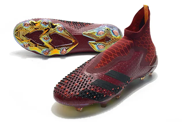 Adidas بوردو أسود عالي القطع أعلى جورب متلألئ هولوغرافي كعب أرض صلبة أحذية كرة القدم 6