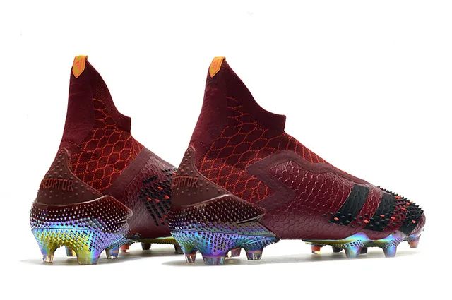 Adidas بوردو أسود عالي القطع أعلى جورب متلألئ هولوغرافي كعب أرض صلبة أحذية كرة القدم 7