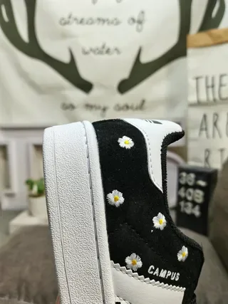 Adidas Campus Black White Suede Upper Three Stripes Lifestyle Sneakers 23