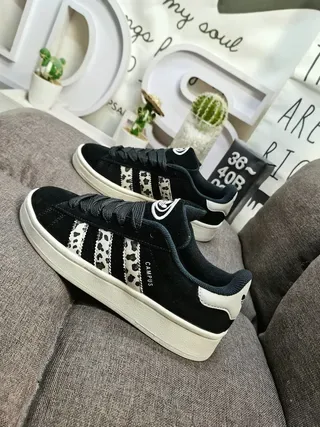 Adidas Campus Leopard-Print Stripes Black Lifestyle Sneakers 7