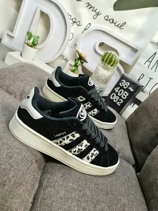 Adidas Campus Leopard-Print Stripes Black Lifestyle Sneakers 9