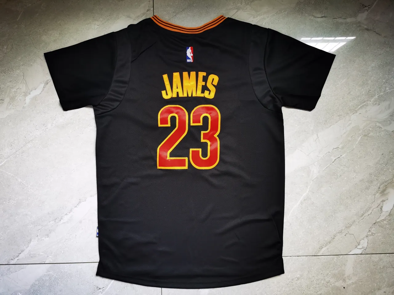 Adidas Cleveland Cavaliers LeBron James Black Orange V-Neck Short-Sleeve Jersey 4