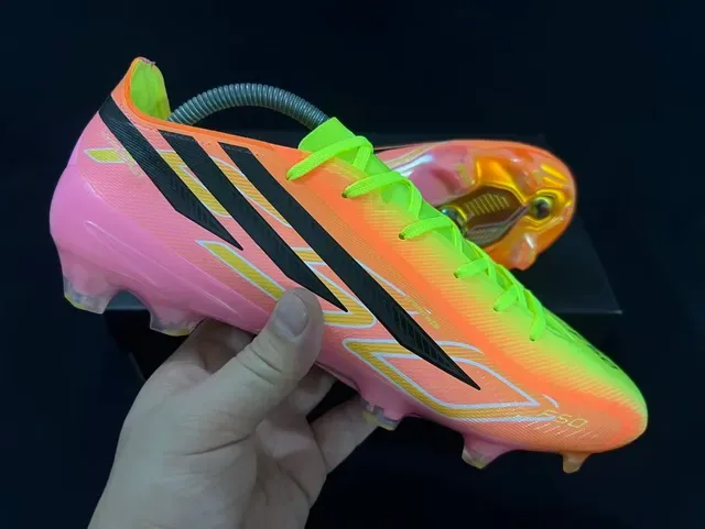 Adidas F50 Dégradé Jaune Néon Rose Orange Chaussures de Football pour terrain ferme 6