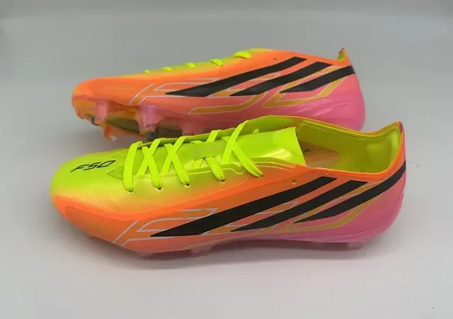 Adidas F50 Dégradé Jaune Néon Rose Orange Chaussures de Football pour terrain ferme 10