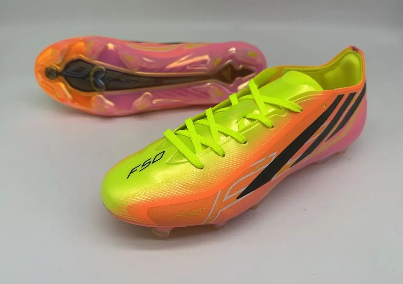 Adidas F50 Dégradé Jaune Néon Rose Orange Chaussures de Football pour terrain ferme 12