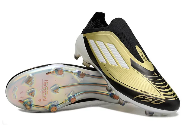 Adidas F50 Messi Black Gold White Firm-Ground Soccer Shoes 4