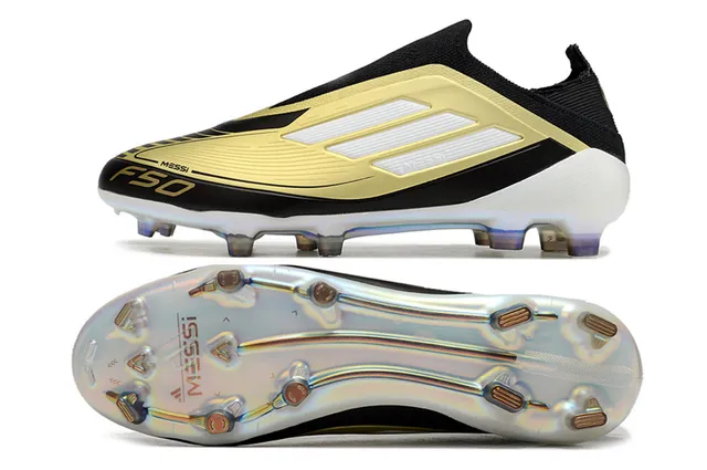 Adidas F50 Messi Black Gold White Firm-Ground Soccer Shoes 6