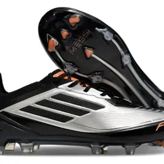 Adidas F50 Messi Negro Plata Naranja Campo Firme Zapatos de Fútbol