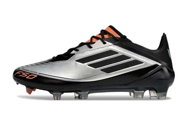 Adidas F50 Messi Noir Argent Orange Terrain Ferme Chaussures de football 7