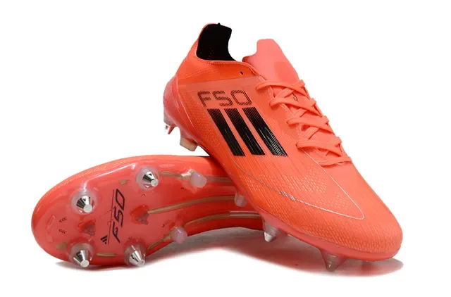 Adidas F50 Chaussures de football Orange et Noir pour terrain ferme 4