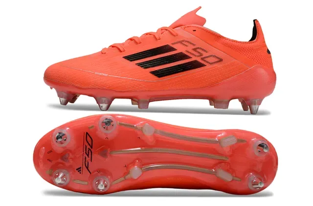 Adidas F50 Chaussures de football Orange et Noir pour terrain ferme 6