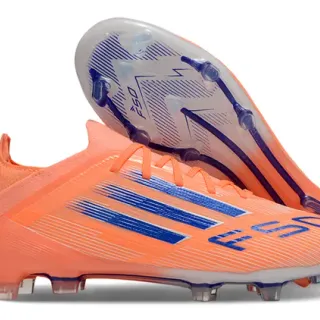 Adidas F50 Orange Blue Low-Cut Synthetic Upper Three-Stripe Side Branding Firm-Ground Soccer Shoes