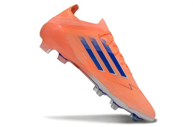 Adidas F50 Orange Blue Low-Cut Synthetic Upper Three-Stripe Side Branding Firm-Ground Soccer Shoes 2