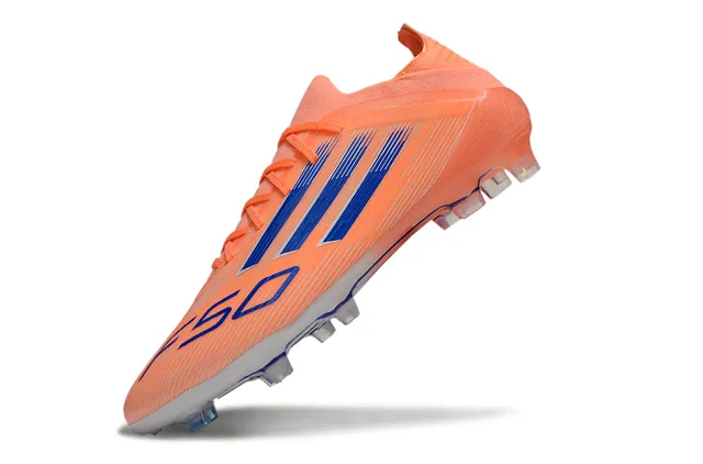 Adidas F50 Orange Blue Low-Cut Synthetic Upper Three-Stripe Side Branding Firm-Ground Soccer Shoes 3
