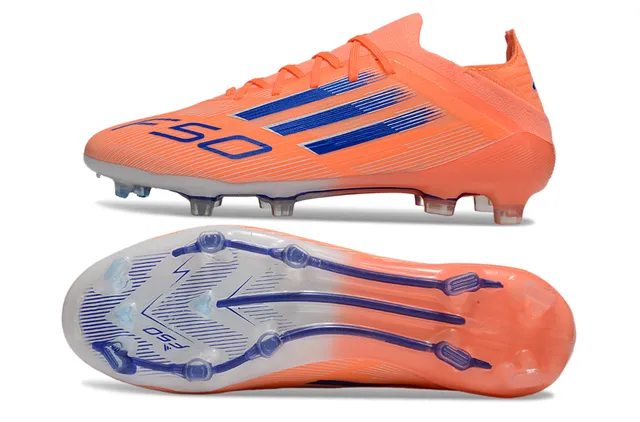 Adidas F50 Orange Blue Low-Cut Synthetic Upper Three-Stripe Side Branding Firm-Ground Soccer Shoes 6
