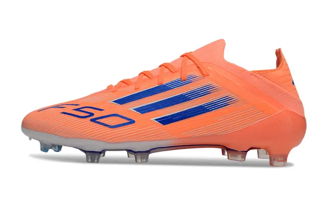 Adidas F50 Orange Blue Low-Cut Synthetic Upper Three-Stripe Side Branding Firm-Ground Soccer Shoes 7