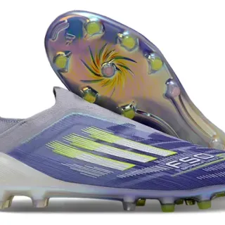 Adidas F50 Purple Green Low-Cut Sock-Fit Upper Holographic Iridescent Soleplate Firm-Ground Soccer Shoes